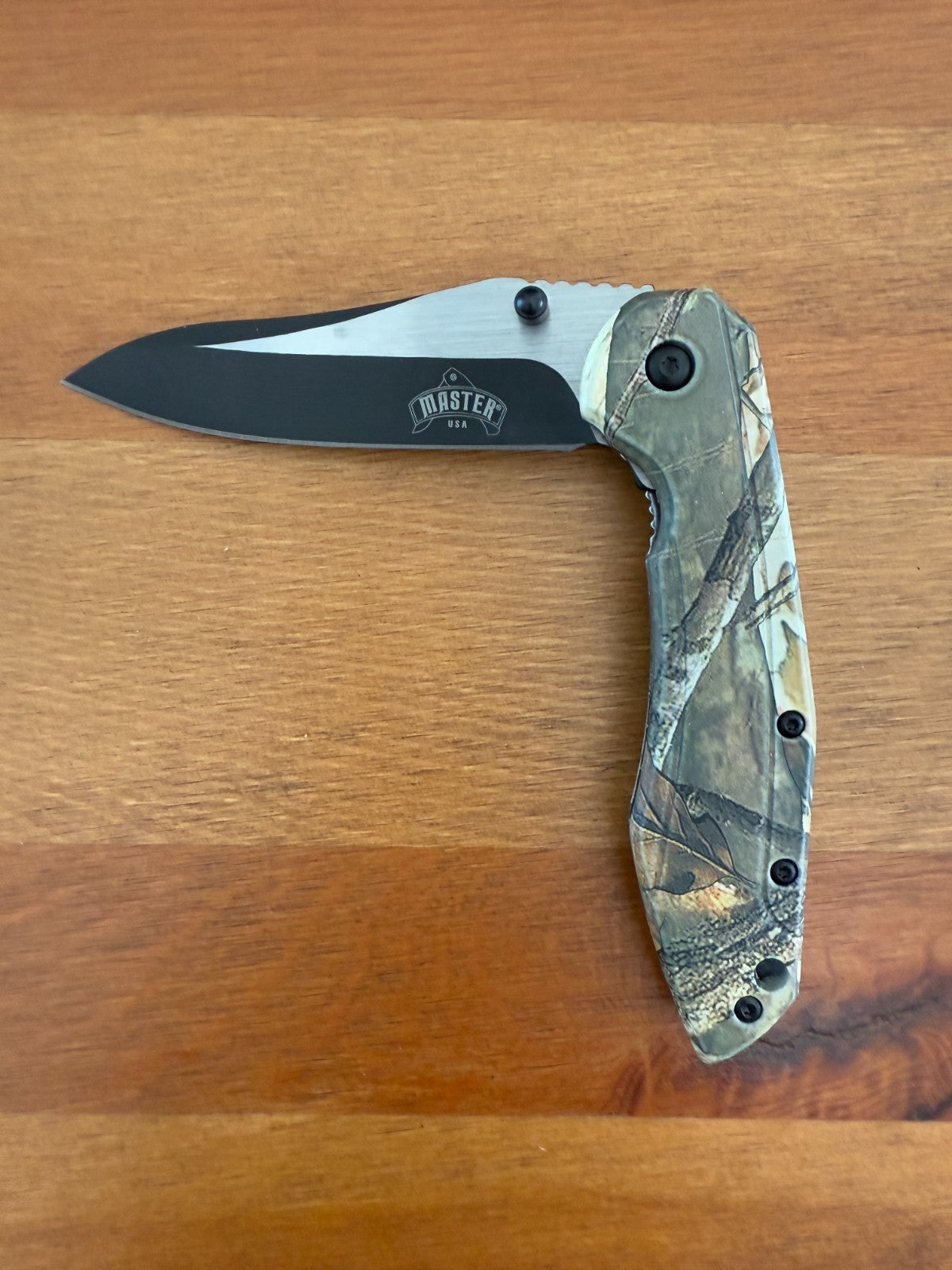 3.5" Steel Blade Master USA Folding Knife Assisted Pocket Clip Camo Handle