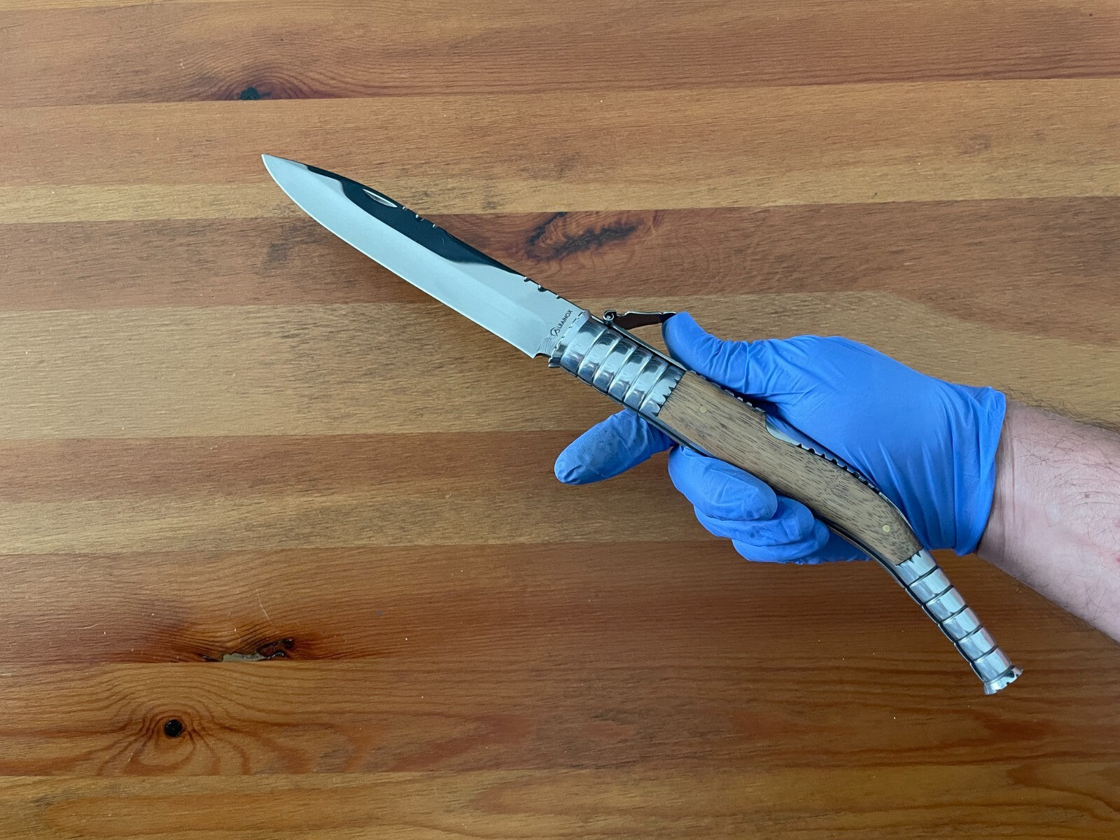 6.3 in. Spanish Navaja Folding Knife Zebra Wood Handle from Spain - US Seller