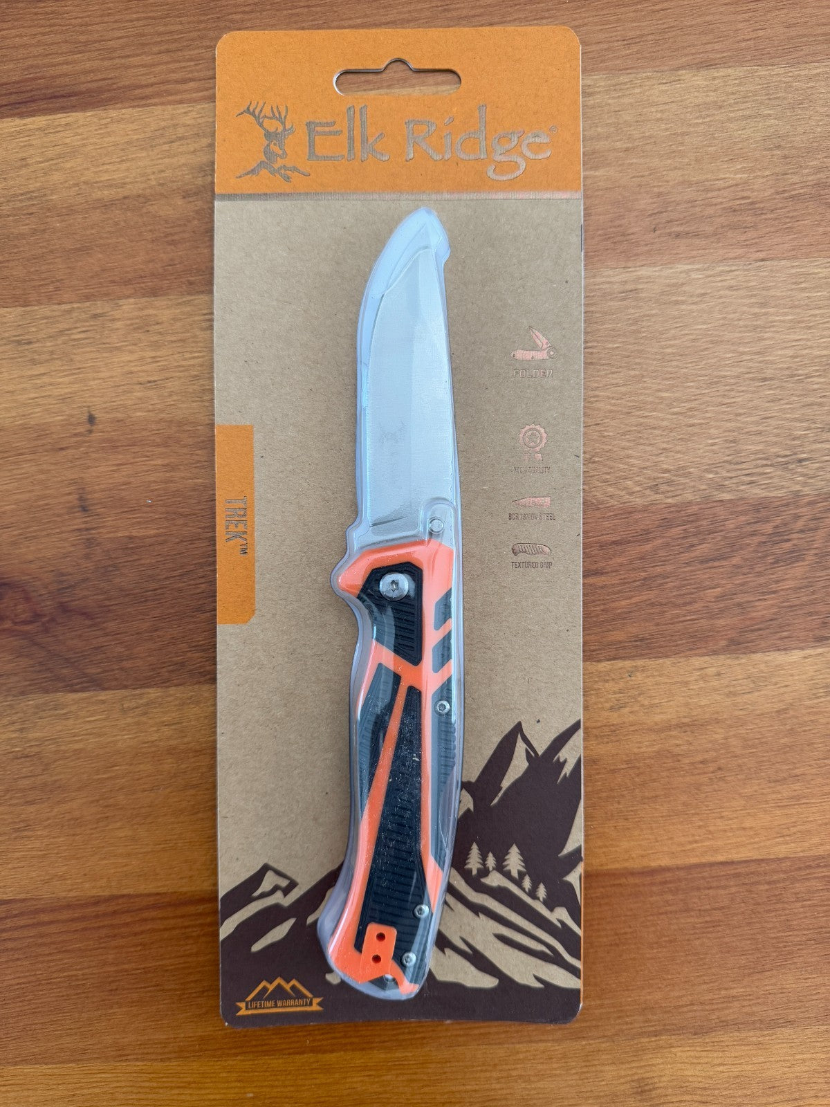 Elk Ridge Folding Knife 3.5" Steel Blade Textured Grip Handle Lockback