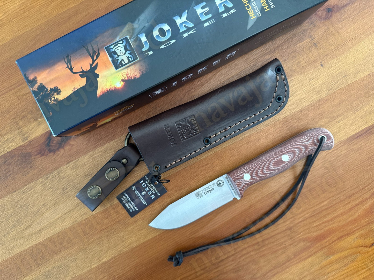 Joker Campero Fixed Knife 4.13" Full Tang K720 Carbon Steel Blade Micarta Handle