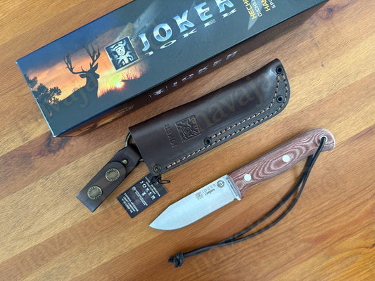 Joker Campero Fixed Knife 4.13" Full Tang K720 Carbon Steel Blade Micarta Handle