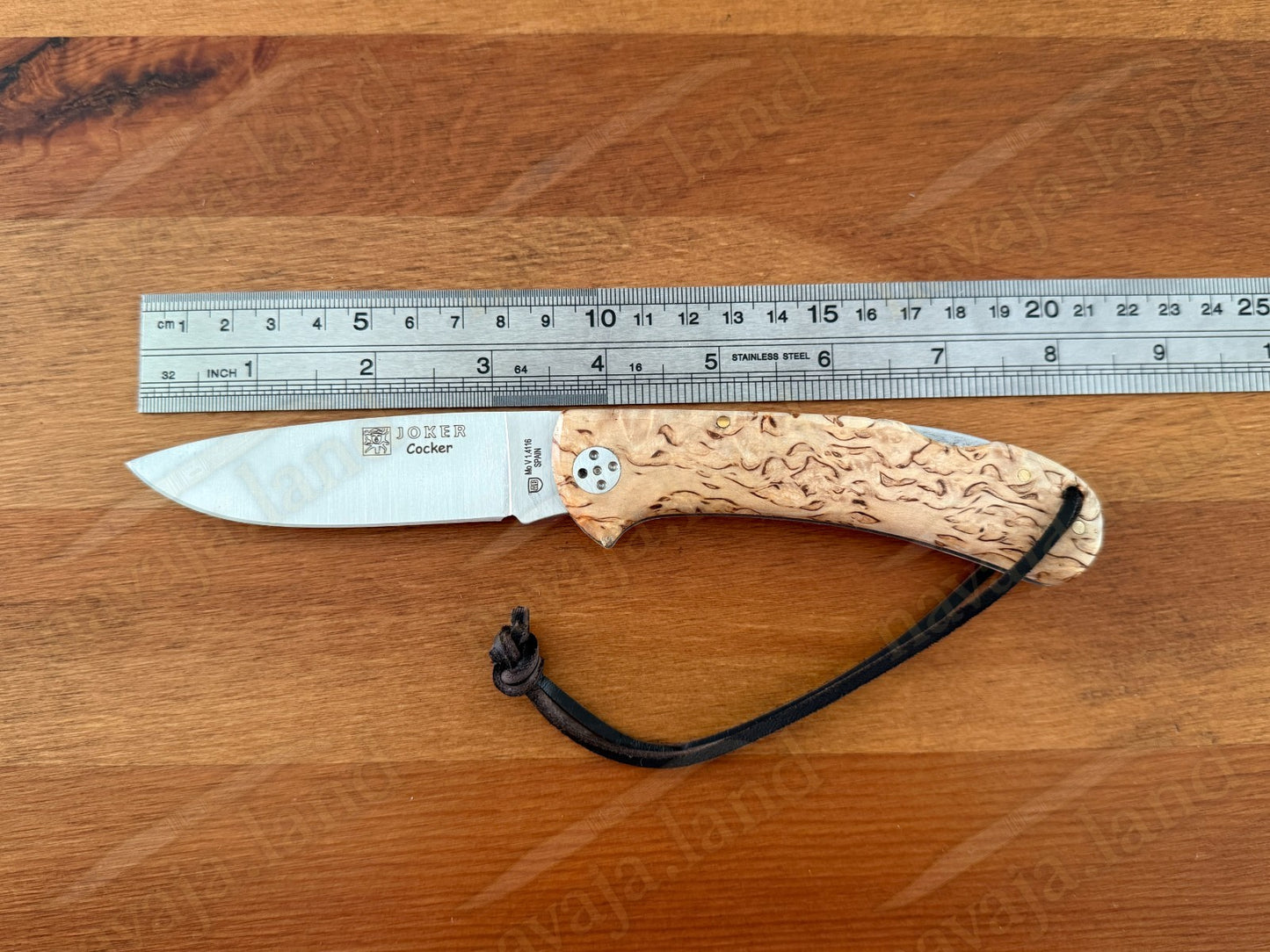 Joker Cocker Folding Knife 3.5” MOVA Blade Curly Brich Wood Handle From Spain
