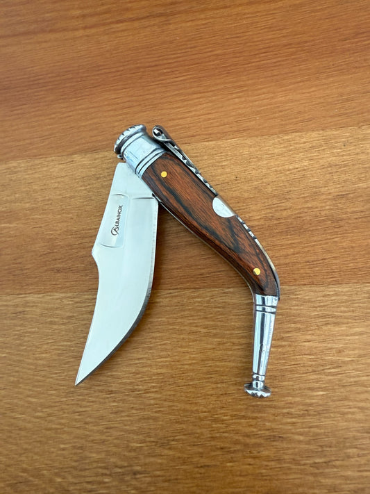 2.6” Spanish Navaja Jerezana Folding Knife Red Stamina Wood Scales With Ratchet