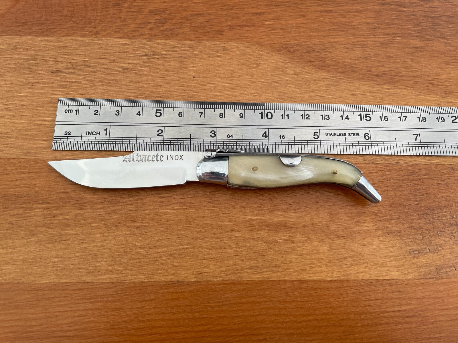 2.75” Spanish Navaja Teja Albacete Inox Pocket Knife Genuine Bullhorn Scales