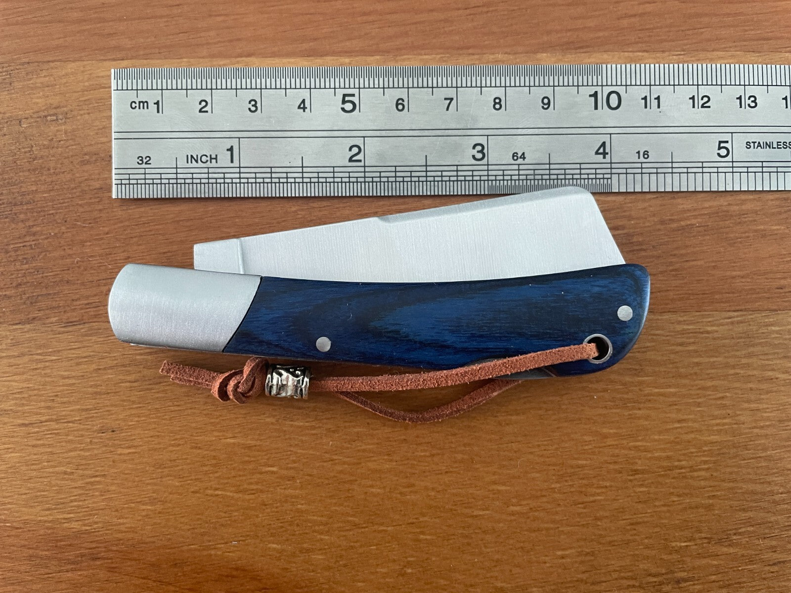 3.15" Cut Tip Navaja Pocket Knife Sailor / Marinera Blue Wood Handle - Spain