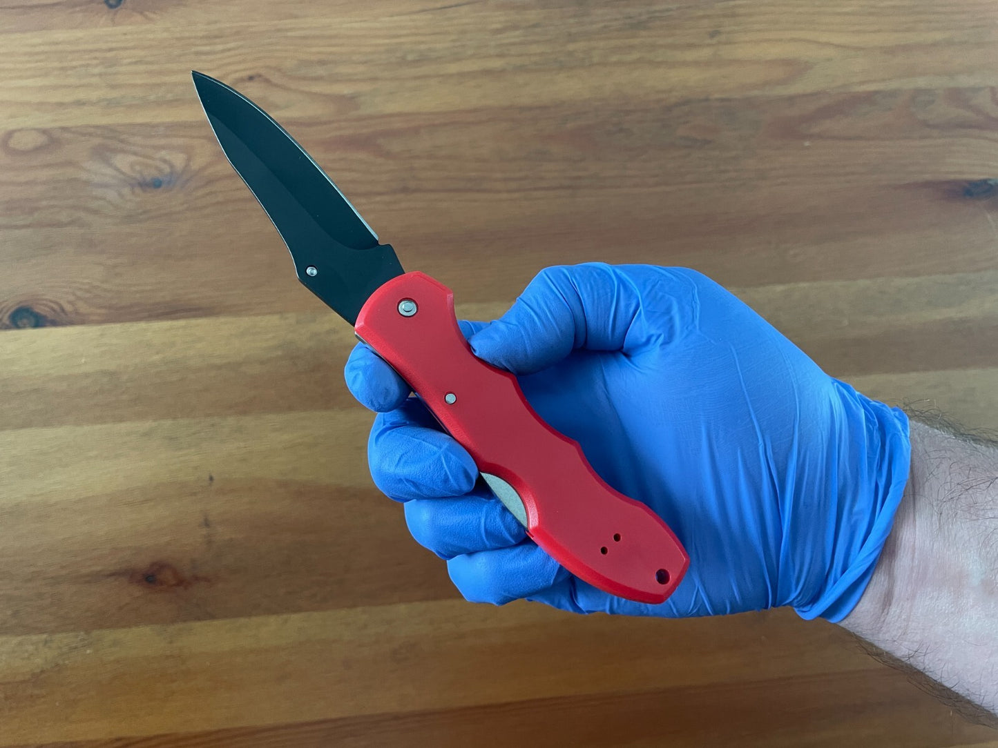 3.3" Black Stainless Steel Blade Tactical Pocket Knife Red Plastic Handle