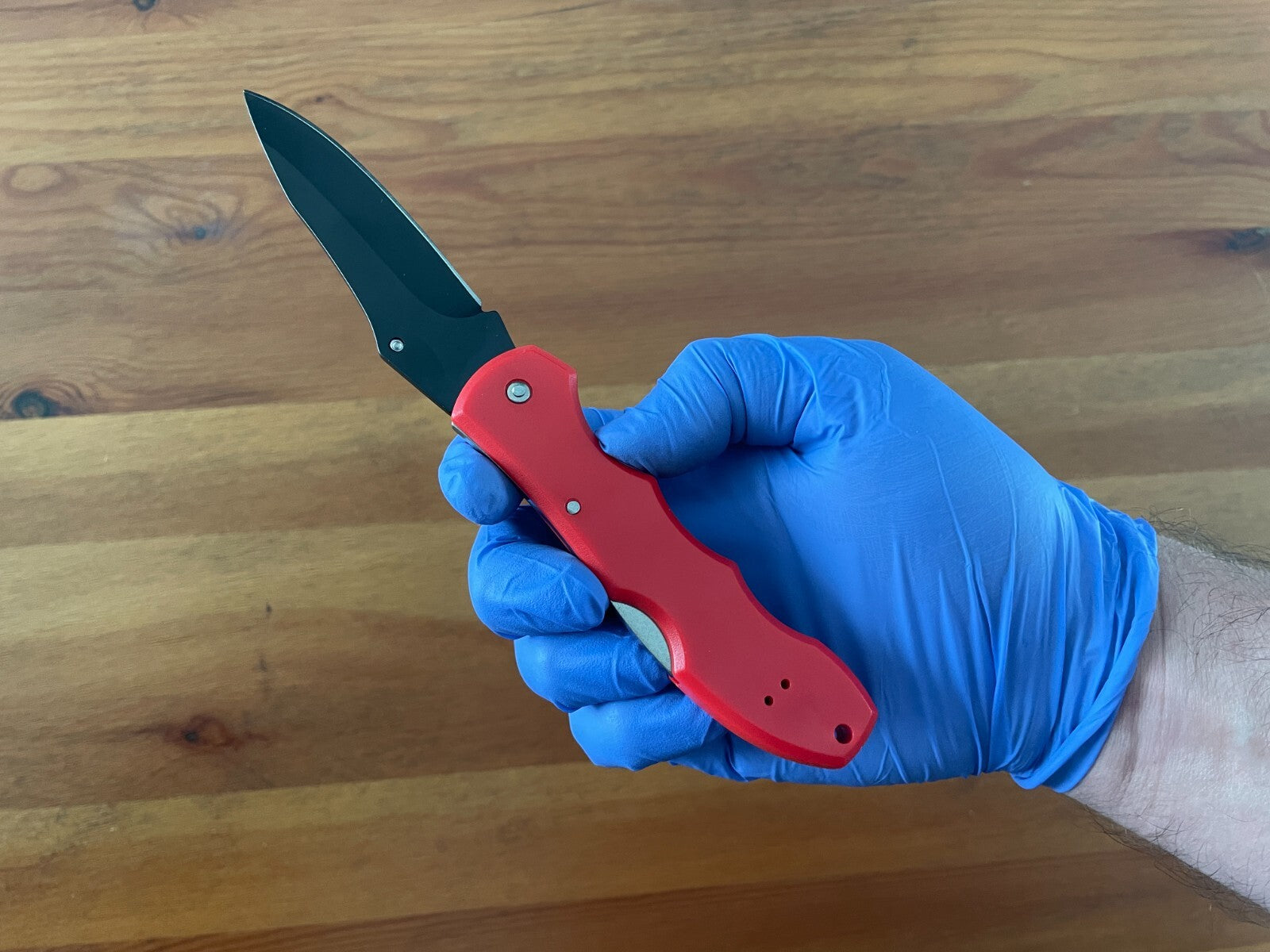 3.3" Black Stainless Steel Blade Tactical Pocket Knife Red Plastic Handle