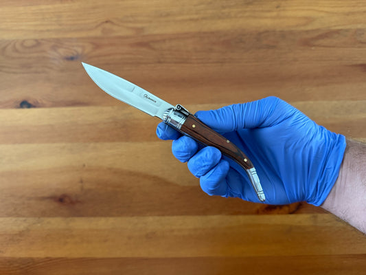 3” Sevillana Style Navaja Pocket Knife Red Wood Scales From Spain - NO Ratchet