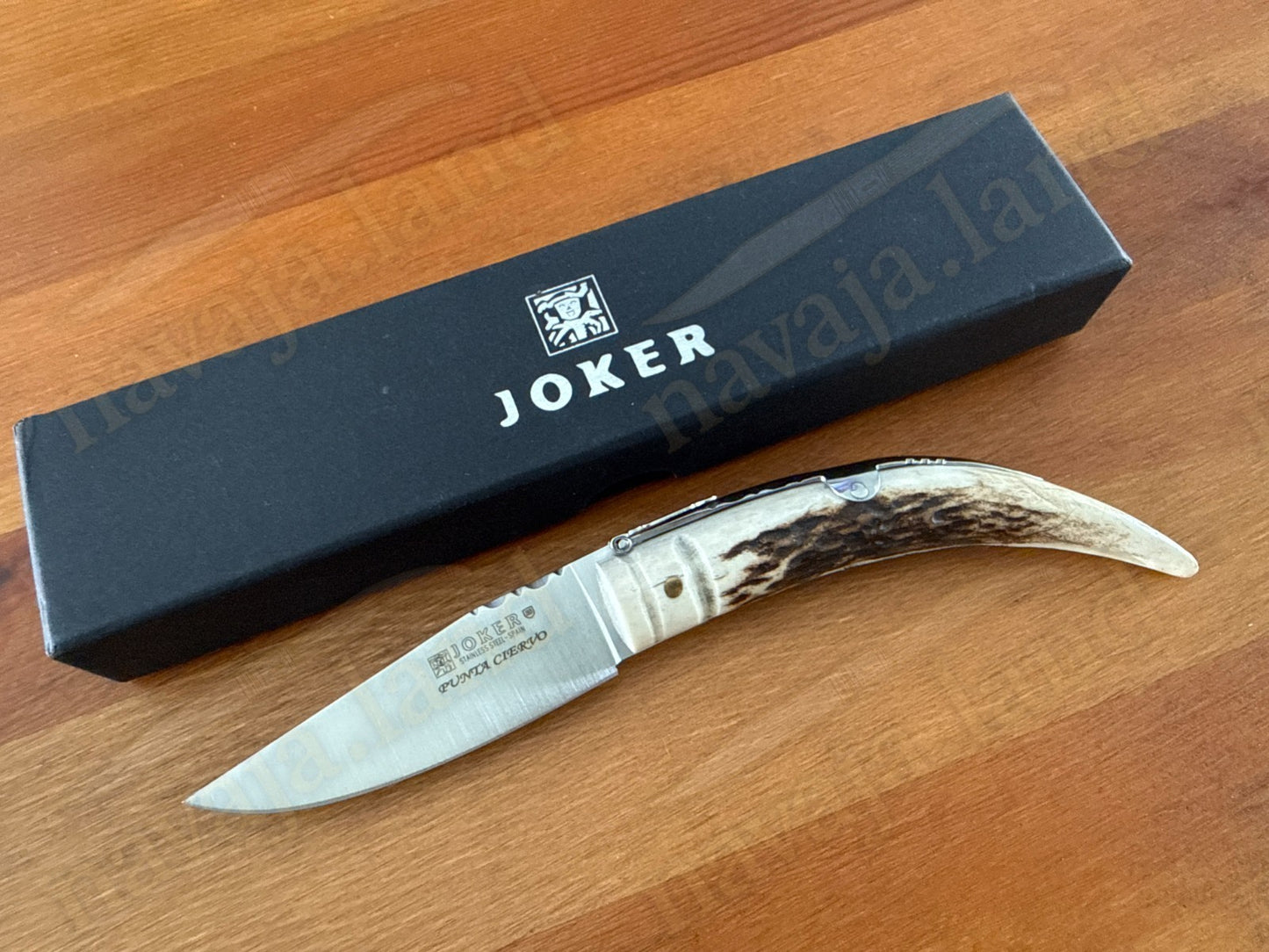 Joker Punta Ciervo Folding Knife Deer Antler Handle 3.3" MOVA Steel From Spain
