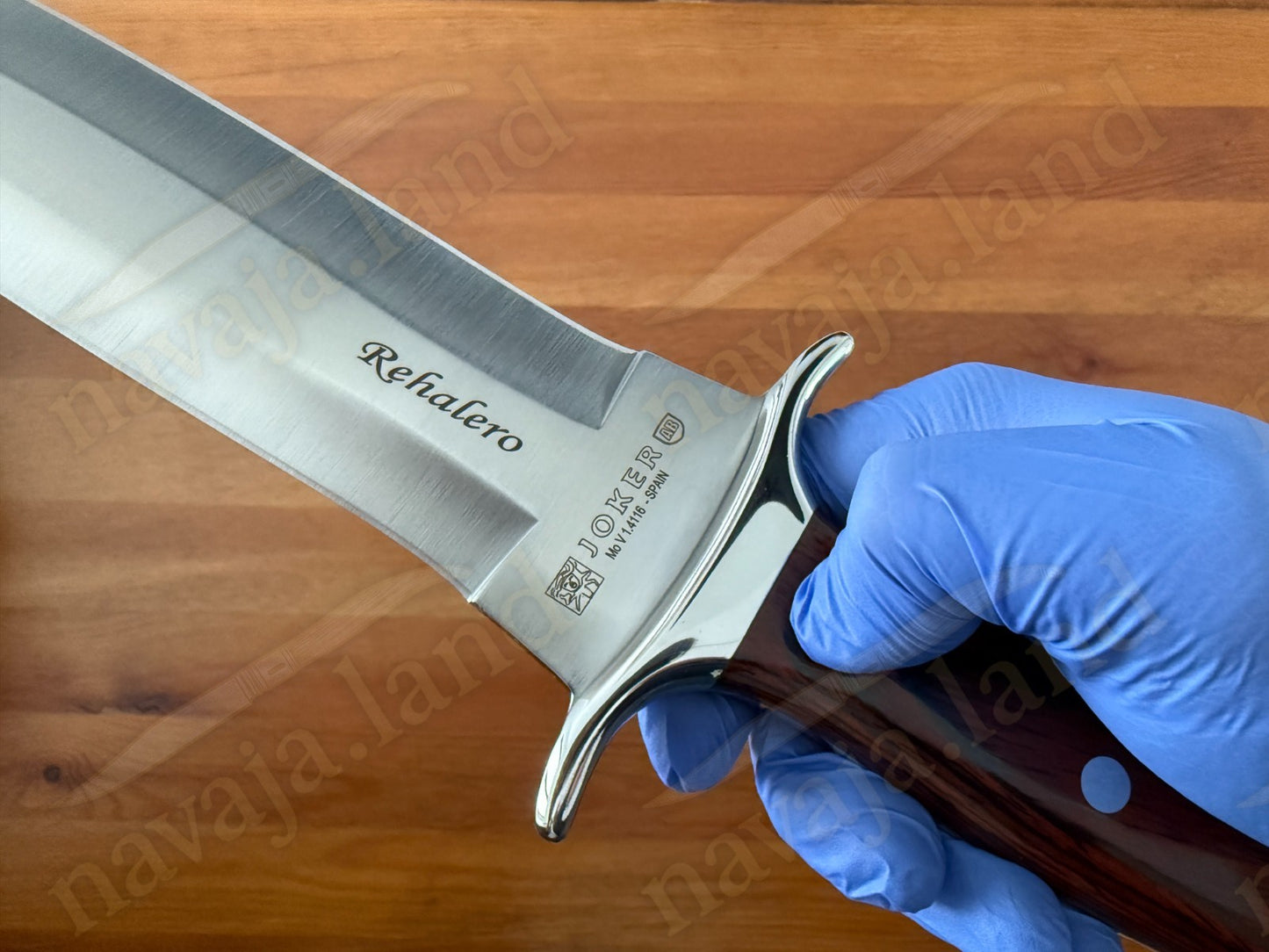 Joker Rehalero Hunting Knife 9.44” MOVA Blade Red Wood Handle Leather Sheath