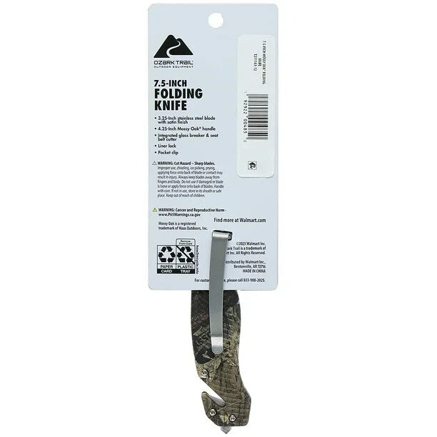3.25 inch Blade Ozark Trail Folding Pocket Knife Camouflage Liner Lock w/ Tools