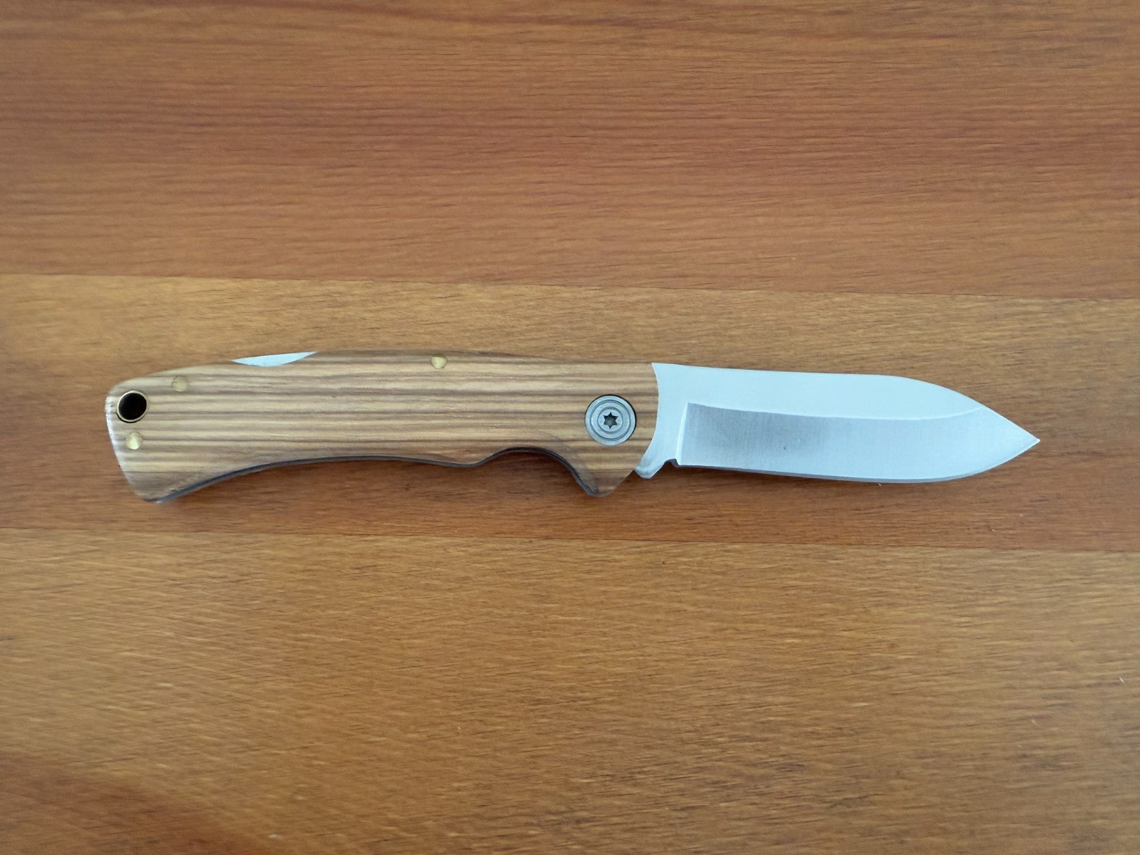 Sporting Folding Knife 7.8 cm 3 in Blade Zebrawood Handle Back Lock Lanyard Hole