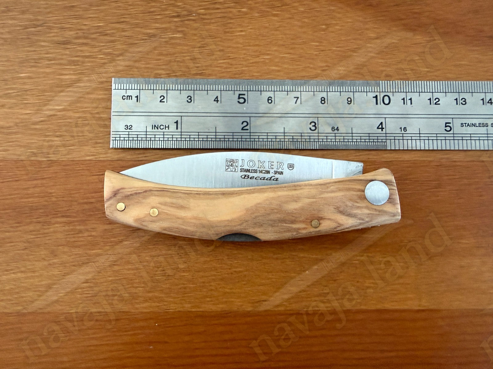 Joker BECADA Knife – 3.15” Sandvik 14C28N Blade | Olive Wood | Leather Sheath