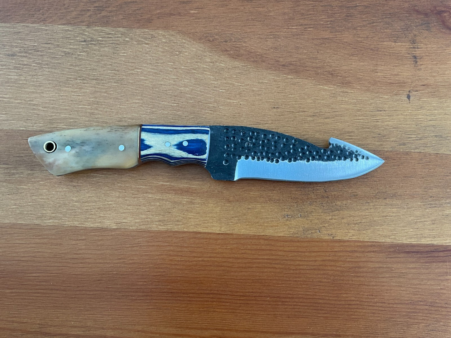 4.2 in. Handmade Hunting Knife Camel bone / Wood Handle Leather Sheath Included