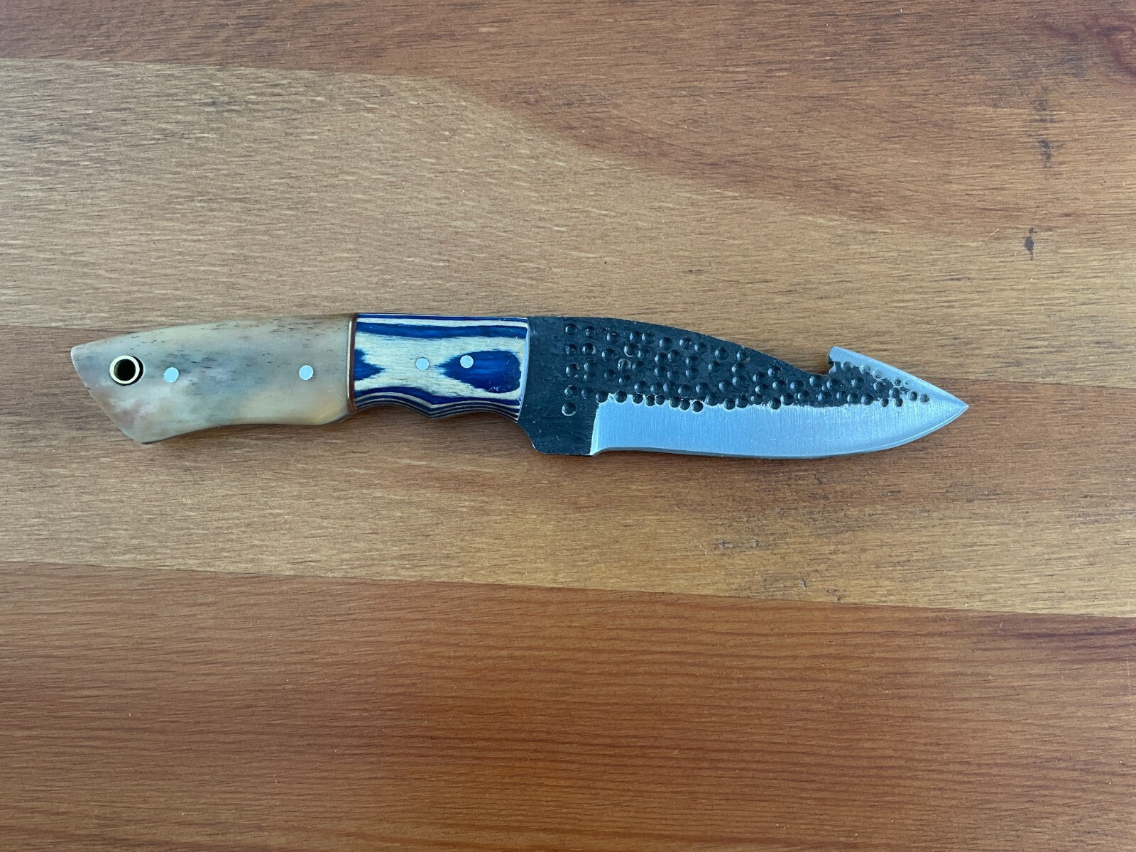 4.2 in. Handmade Hunting Knife Camel bone / Wood Handle Leather Sheath Included