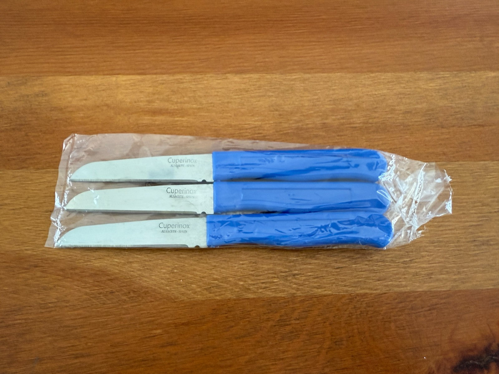 Cuperinox 3-Pack Potato Knife Stainless Steel and Blue Plastic Handle From Spain