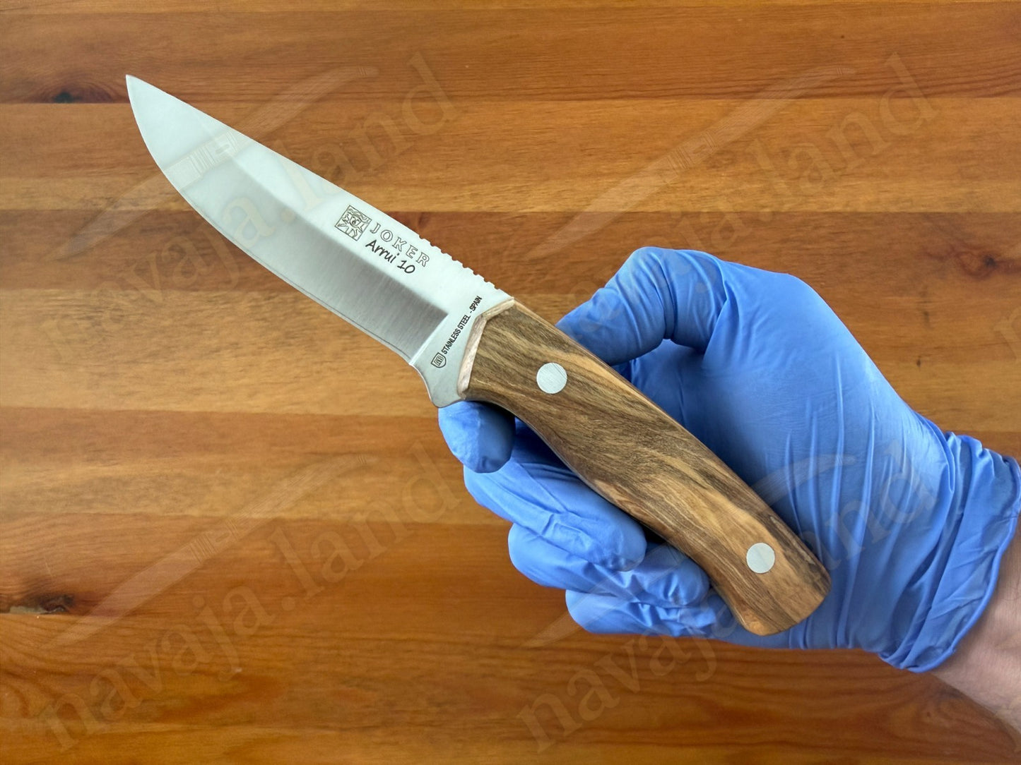 Joker Arrui 10 Outdoor Knife – 3.9” Blade | Olive Wood Handle | Leather Sheath
