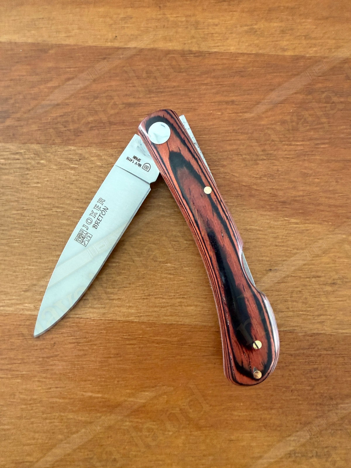 3.15” Joker Bretón Camping Folding Knife (Red Wood Handle) Handmade in Spain