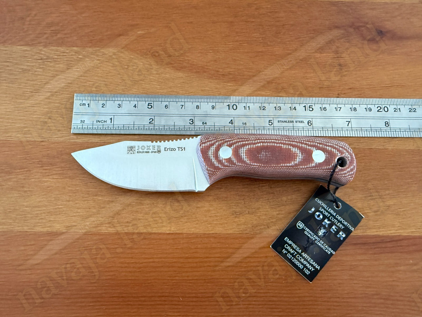 Joker Erizo TS1 3" Bohler N695 Steel Blade Fixed Knife Micarta Handle Leather