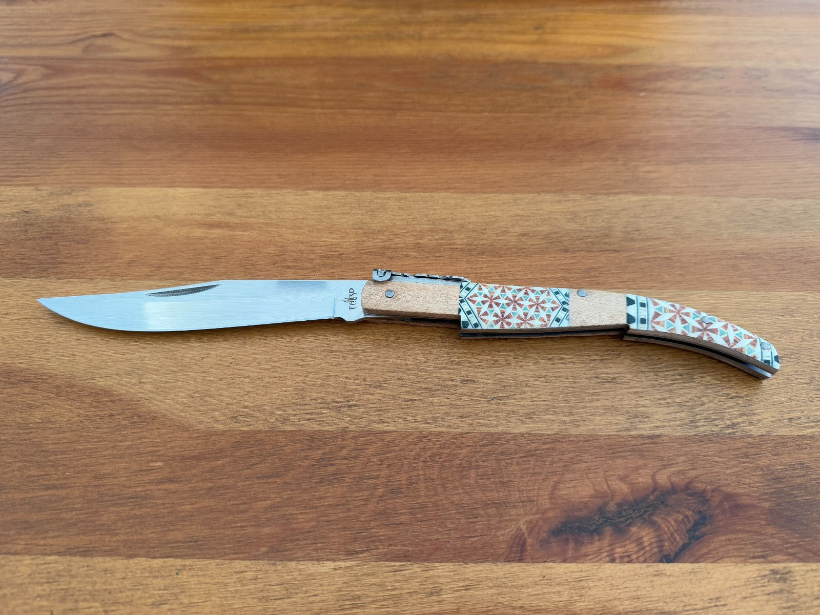 5" Arabian Style Spanish Navaja with Ratchet Pocket Knife Maple Wood Handle