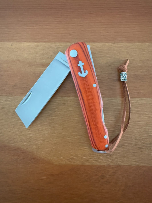 2.95" Cut Tip Navaja Pocket Knife Sailor / Marinera Red Wood Handle Lockback