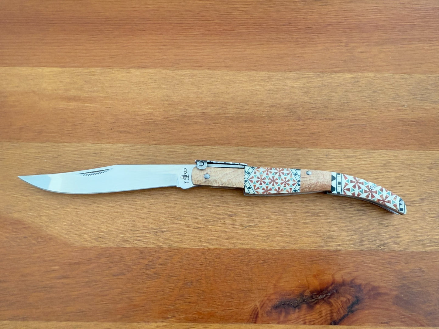 4.3" Arabian Style Spanish Navaja with Ratchet Pocket Knife Maple Wood Handle