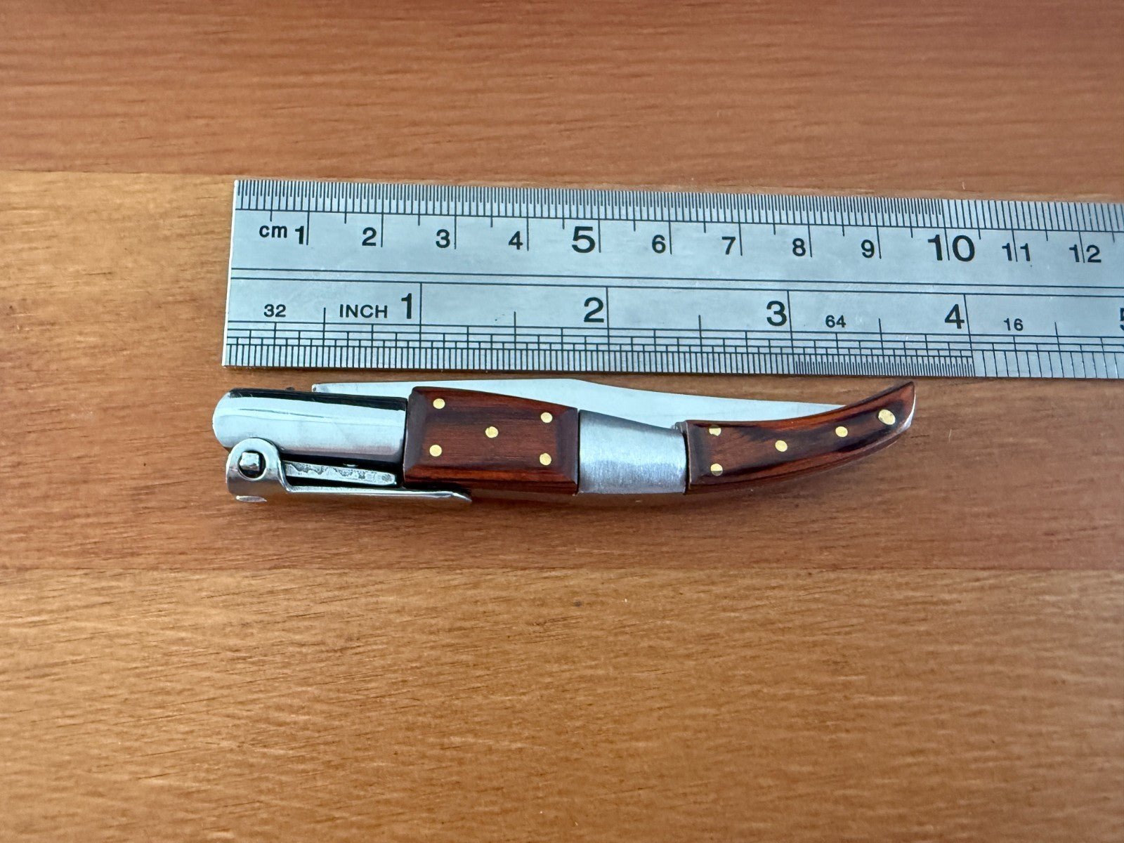 2.6” Arabian Style Navaja Folding Pocket Knife Red Stamina Wood and Steel Handle