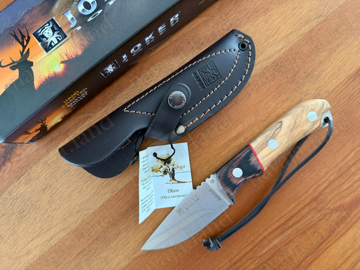 Joker Aguila Bushcraft Knife 3.35” MOVA Blade Olive Wood & Rosewood Handle