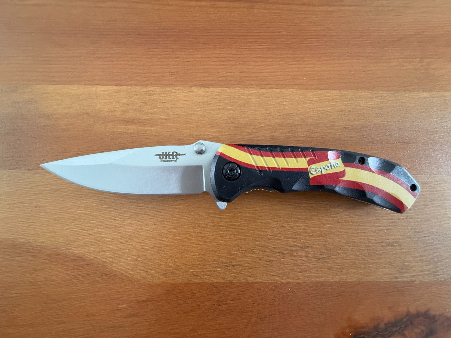 Spring Assisted Folding Knife Spanish Flag Aluminum Handle 7.5 cm (3 in) Blade