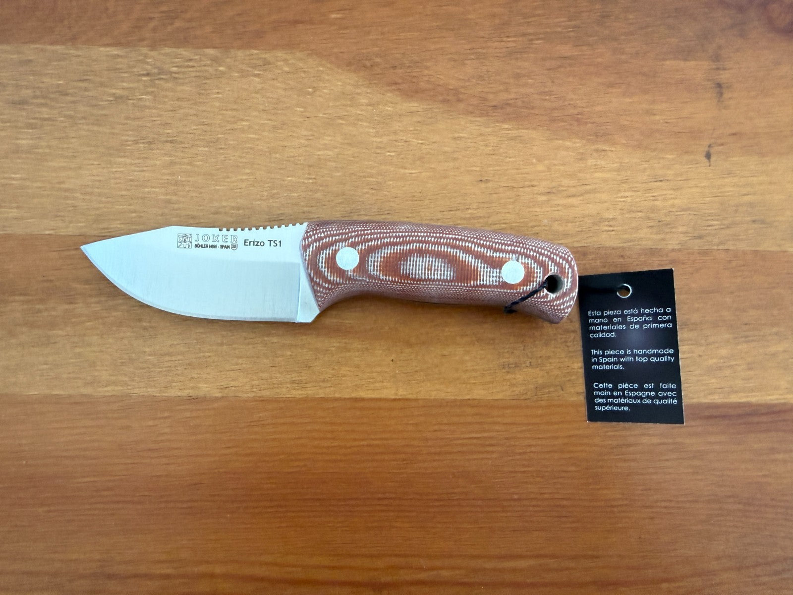 Joker Erizo TS1 3" Bohler N695 Steel Blade Fixed Knife Brown Canvas Micarta