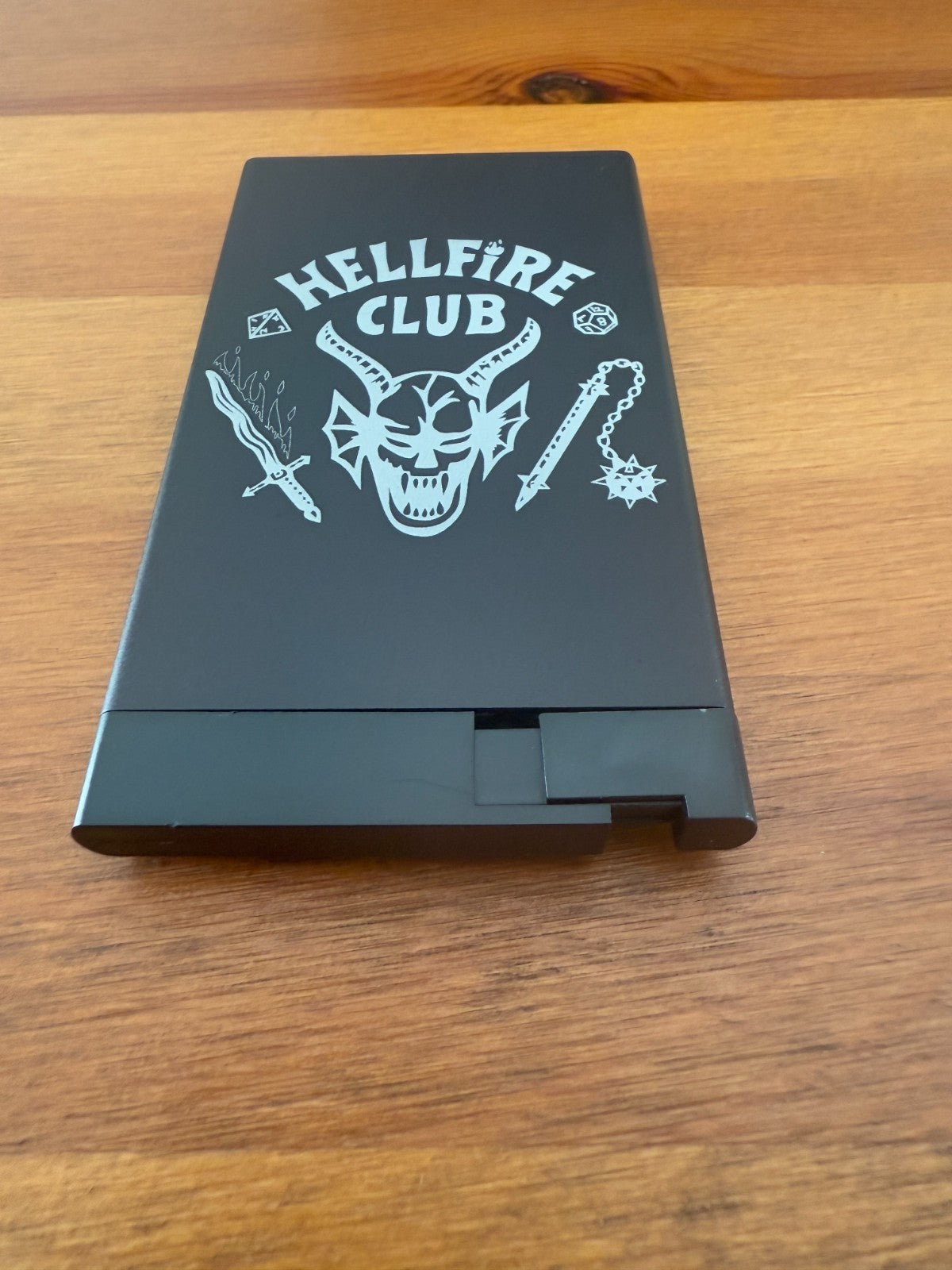 Hellfire Club Pop Up Wallet Brown Leather Credit Card Holder and Cash Aluminum