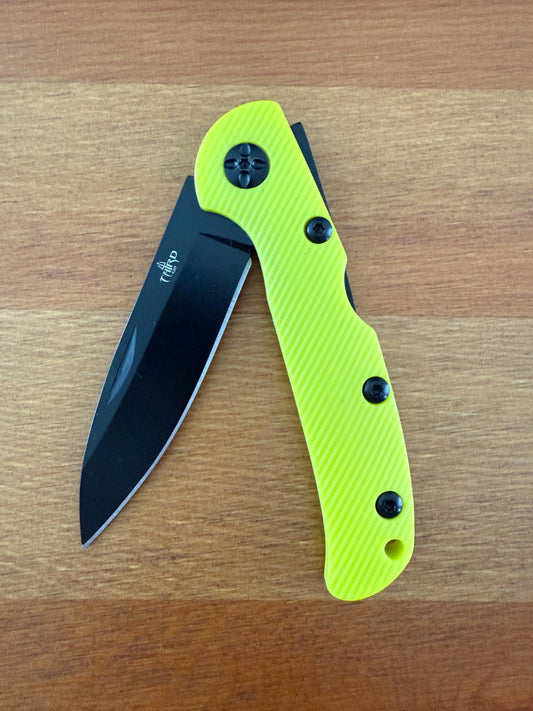 3.15" 420 Steel Blade Finished in Black - Yellow Nylon Fiber Handle Lightweight