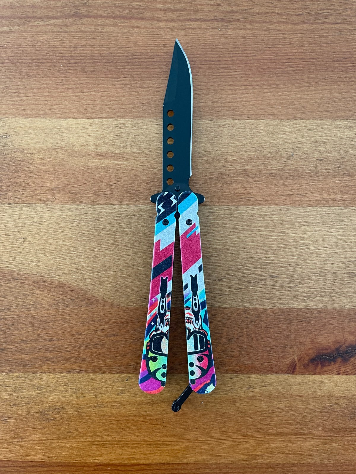 3.6" 420 Steel Black Finish Folding Pocket Knife Skull Handle 3D Printed