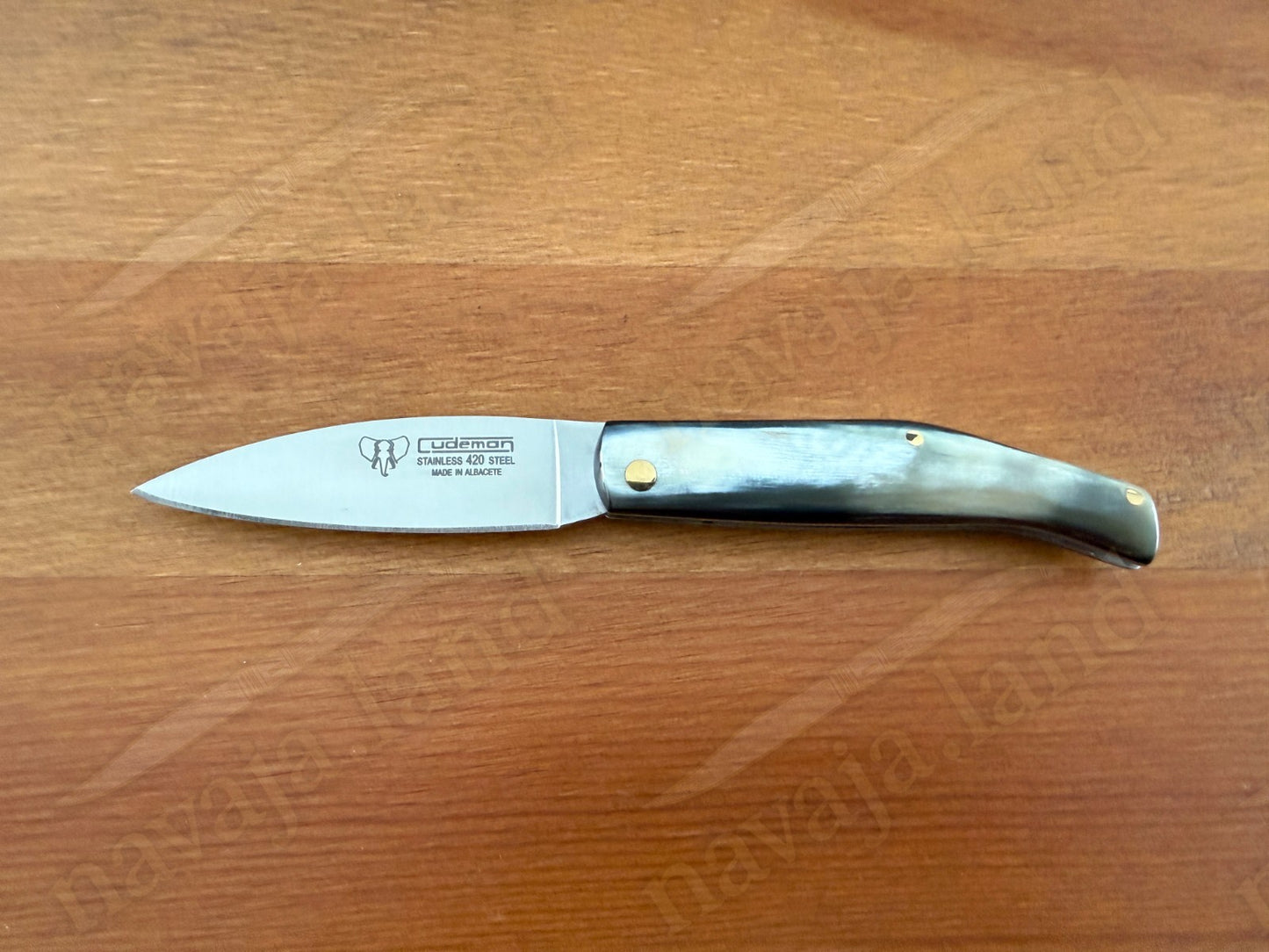 Cudeman Spanish Folding Knife – Bull Horn Handle | 420 Steel | Leather Sheath