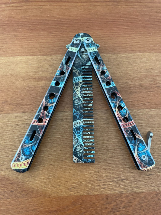 3.9" Steel Comb-style Trainer Dull 3D-printed Handle and Blade Clock Gear Design