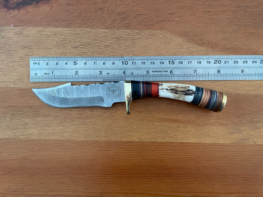 3.9 in. Handmade Damascus Steel Skinner Knife Leather Sheath Included