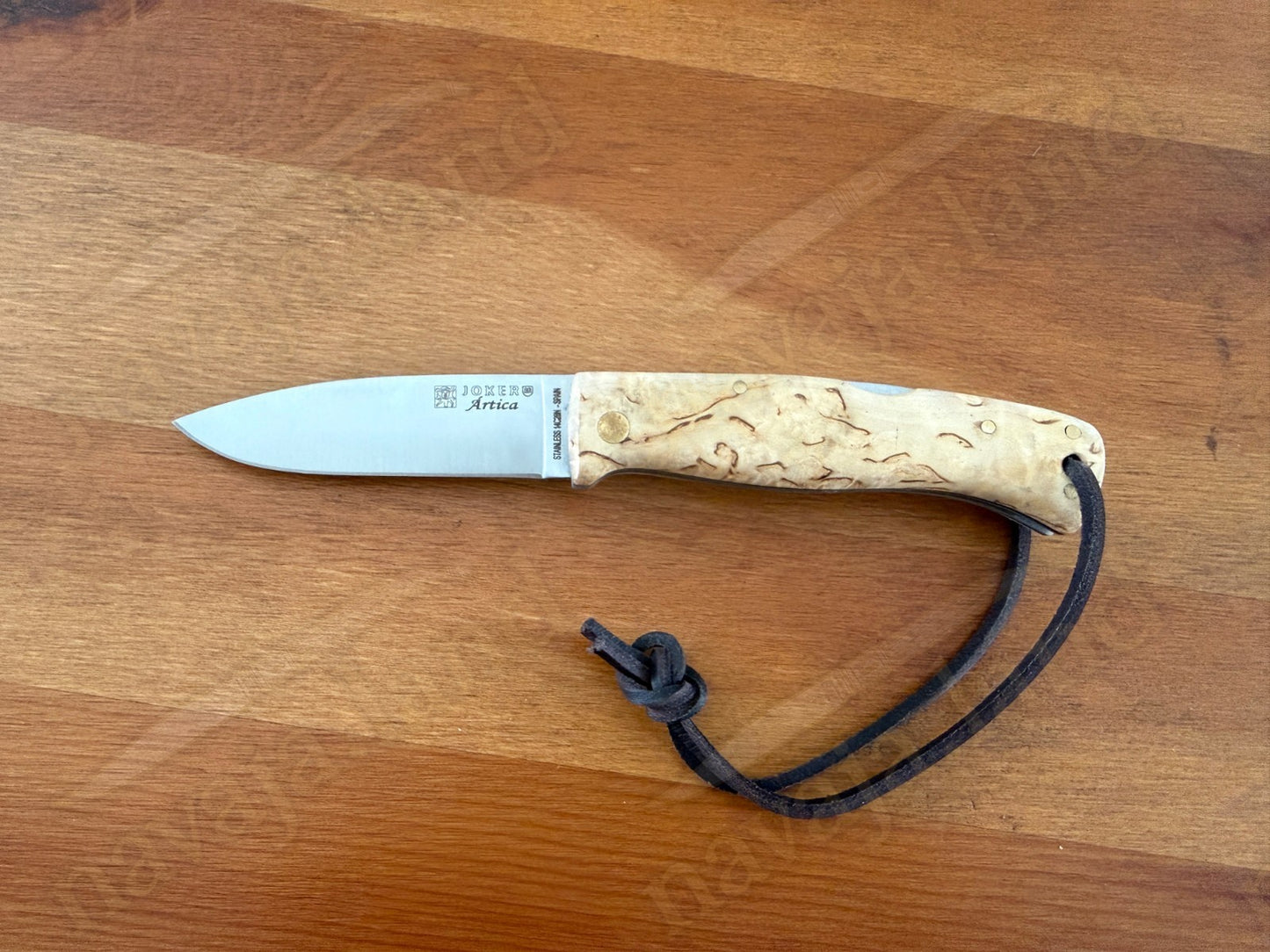3.15” Joker Artica Bushcraft Folding Knife (Curly Birch Handle) Handmade Spain