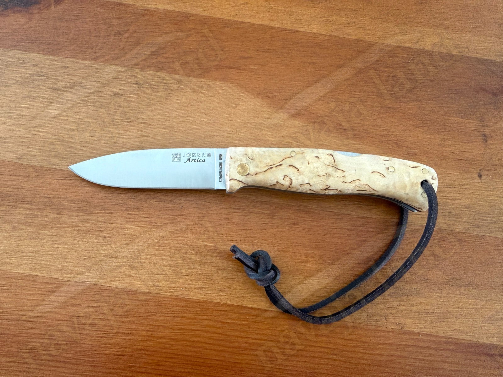 3.15” Joker Artica Bushcraft Folding Knife (Curly Birch Handle) Handmade Spain