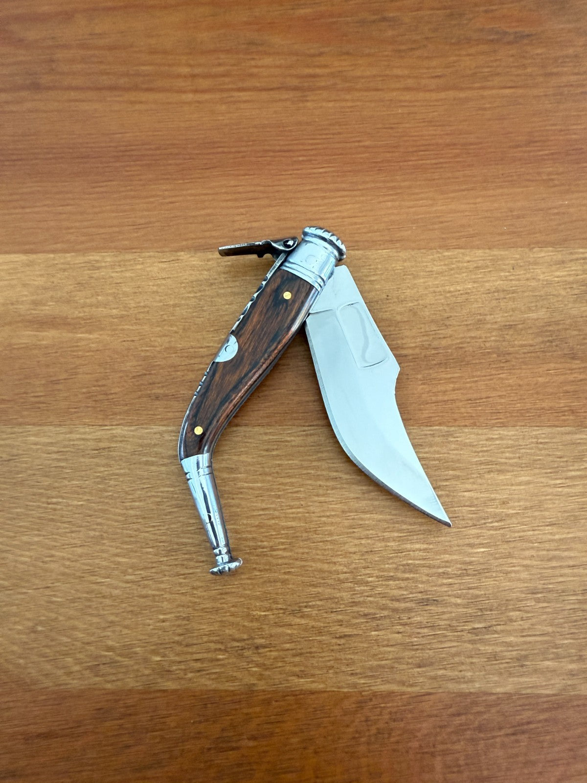 2.6” Spanish Navaja Jerezana Folding Knife Red Stamina Wood Scales With Ratchet