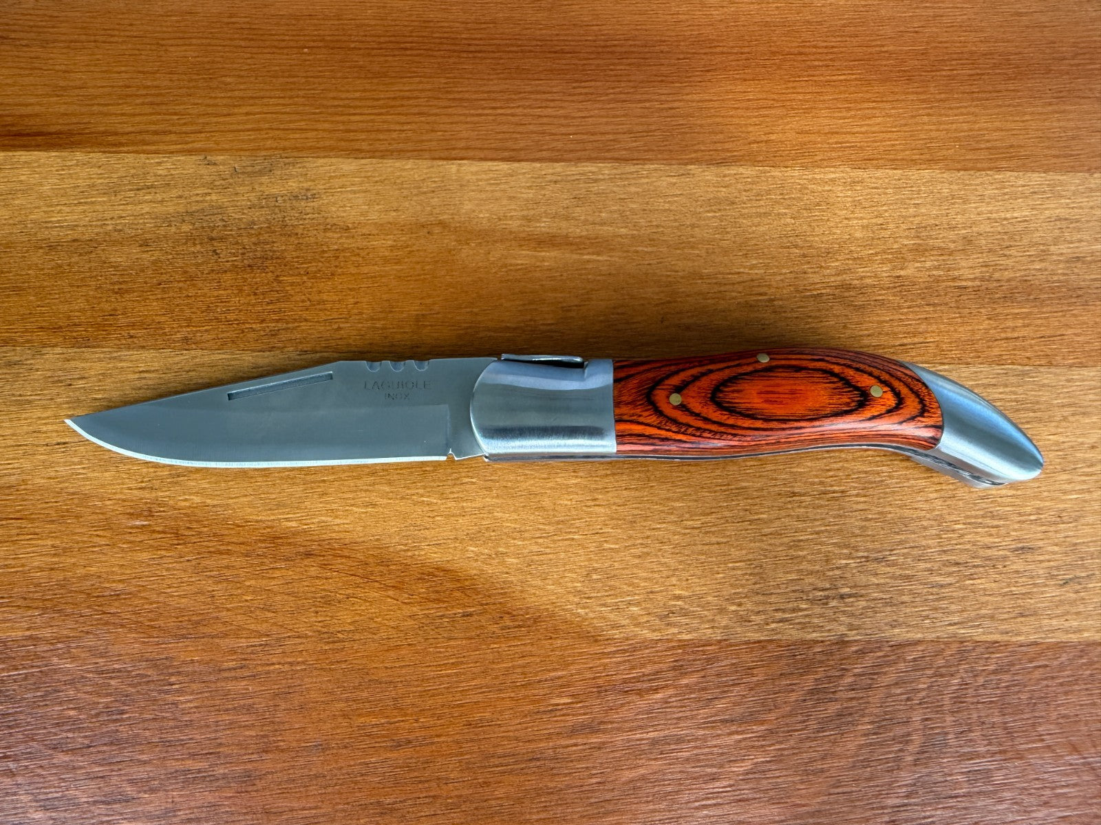 3.5” Stainless Steel Blade Navaja Laguiole Inox Folding Pocket Knife Wood Scales
