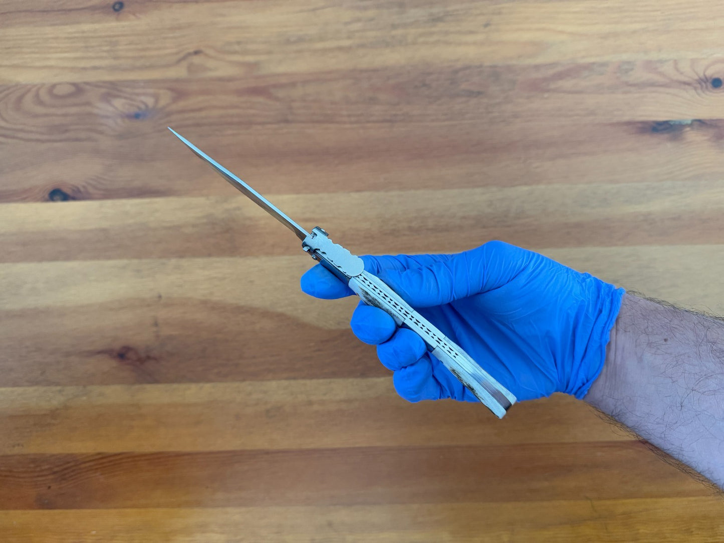 4.3" 420 Steel Arabian Style Spanish Navaja Ratchet Pocket Knife Staghorn Scales