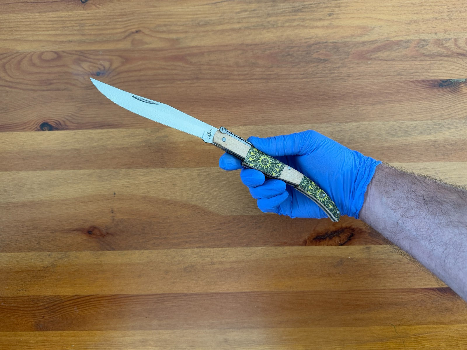 5" Arabian Style Navaja with Ratchet Pocket Knife Maple Wood Handle From Spain