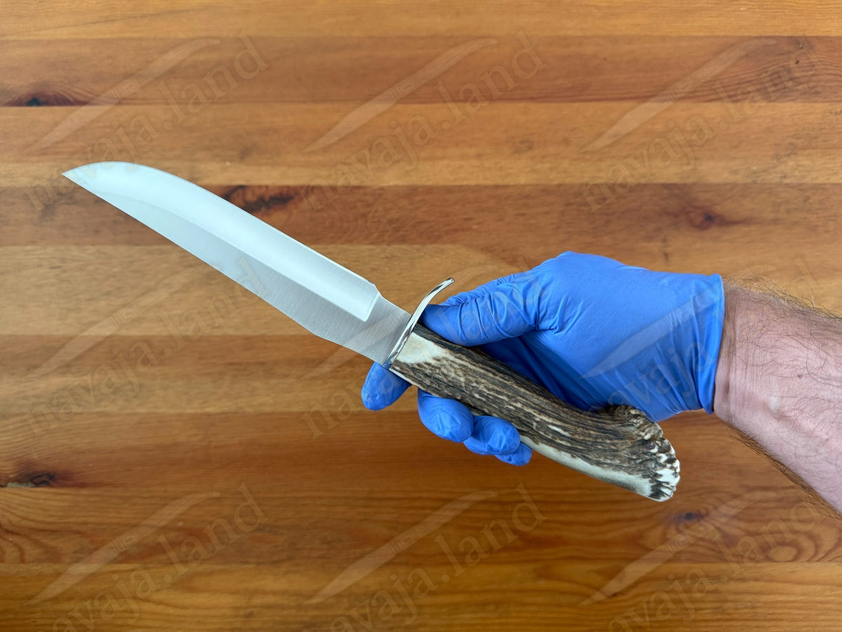 Joker Tigre Hunting Knife 6.7” MOVA Blade Deer Antler Handle Leather Sheath