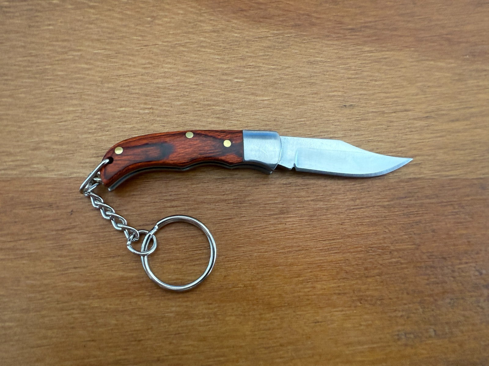 Keychain Mini Navaja 1.5" Stainless Steel Blade Slipjoint Wood Scales From Spain