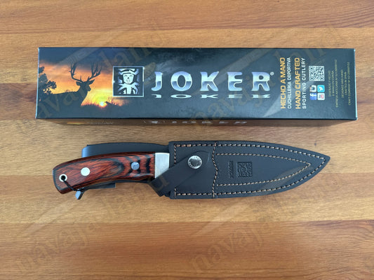 Joker Gamo Fixed Blade Hunting Knife 6.10" Mova 1.4116 Steel Red Wood Handle