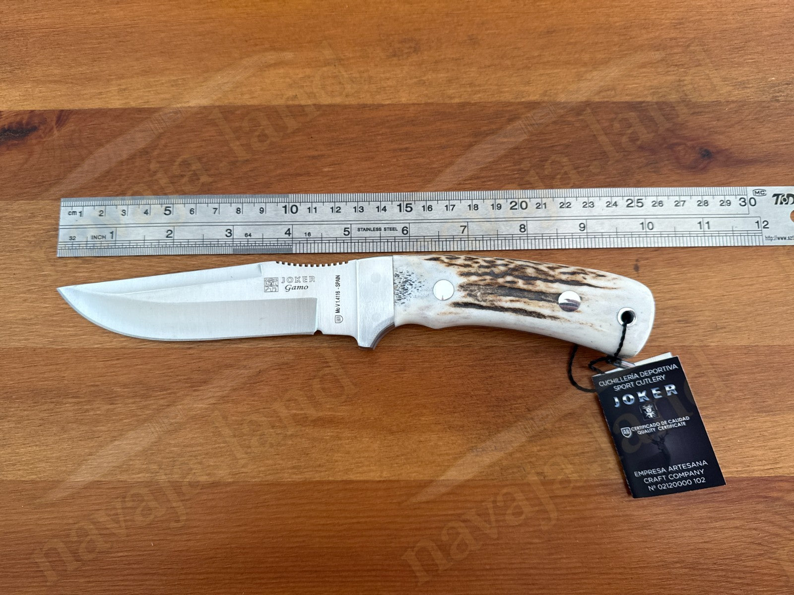 Joker Gamo Hunting Knife 5.12" Blade Stag Horn Handle w/Sheath Handmade Spain