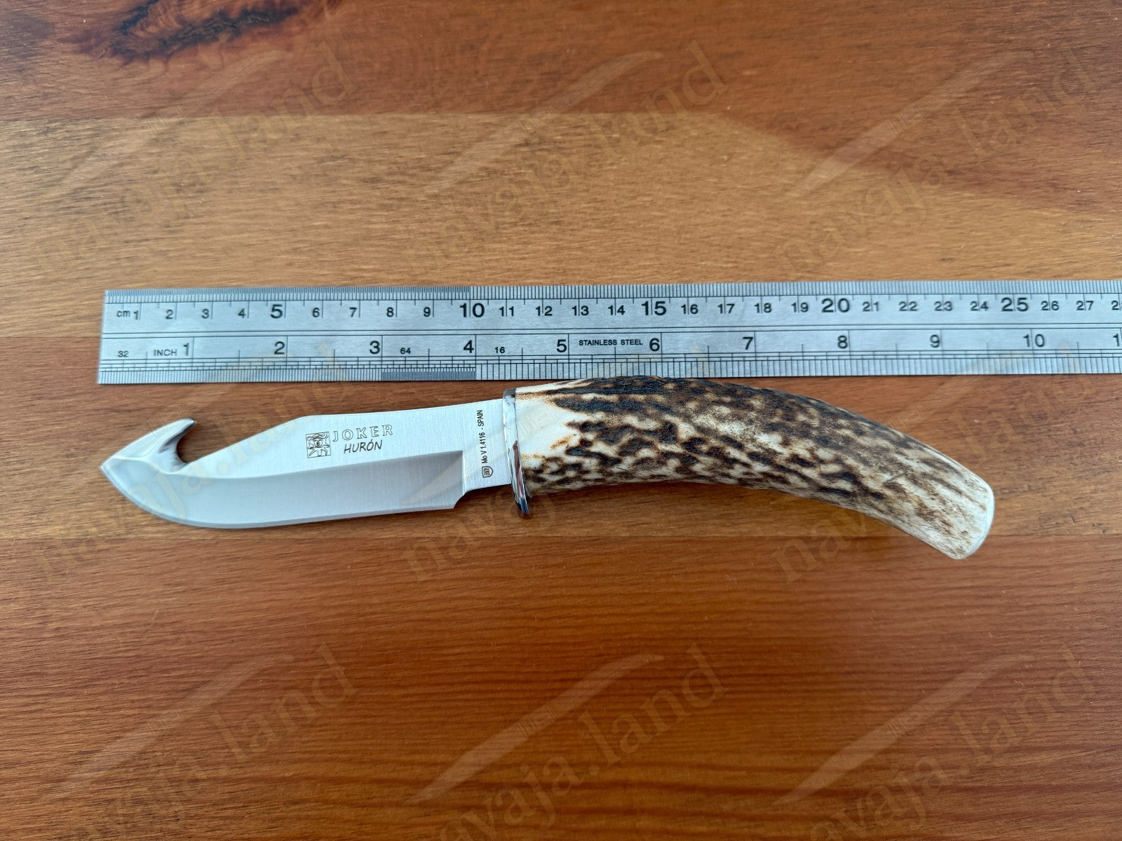 Joker Huron Skinning Knife 4.3” MOVA Blade | Deer Antler Handle | Leather Sheath