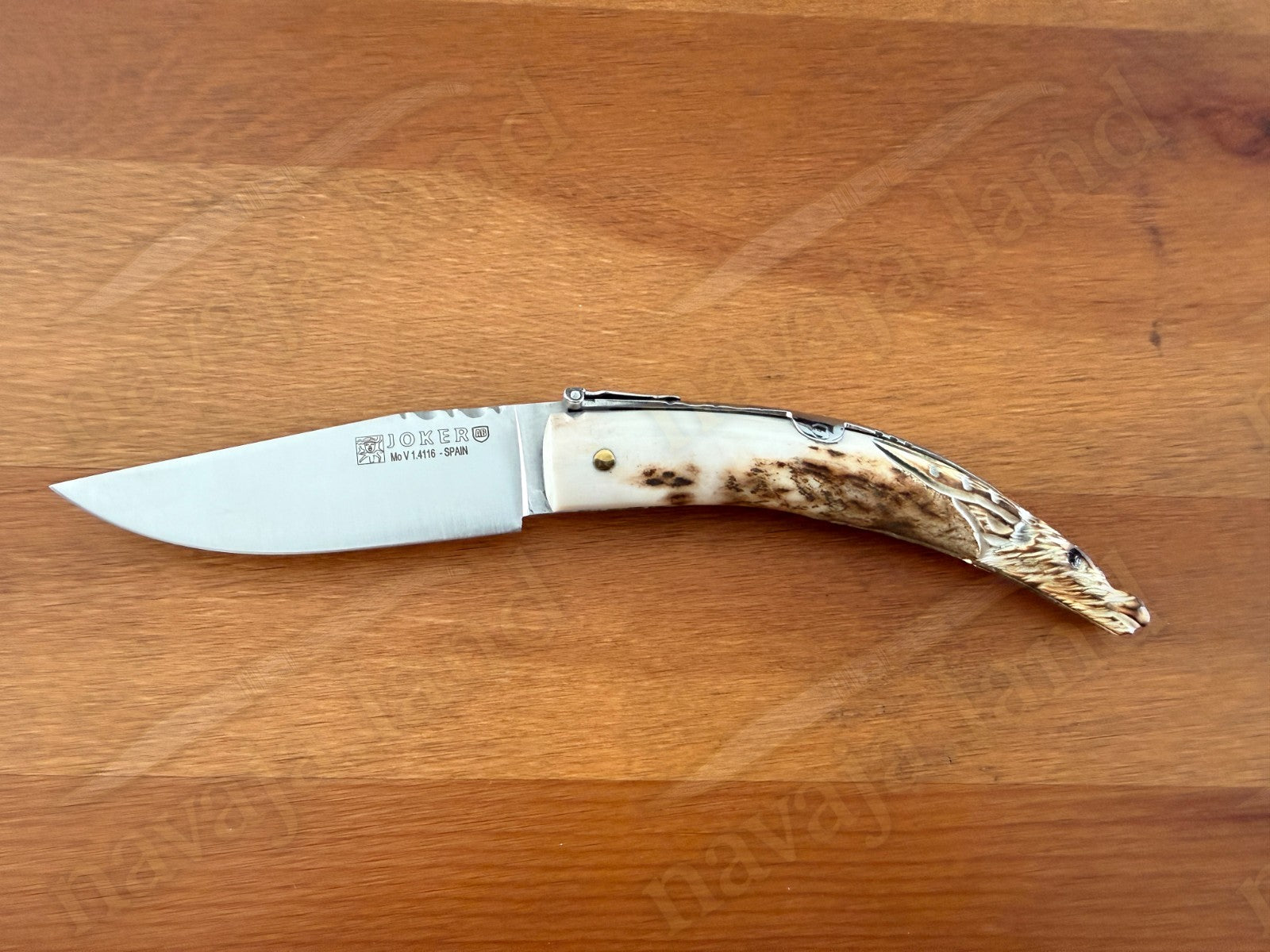 Joker Macho Montés Folding Knife – Hand Carved Deer Antler | 3.3" MOVA Steel
