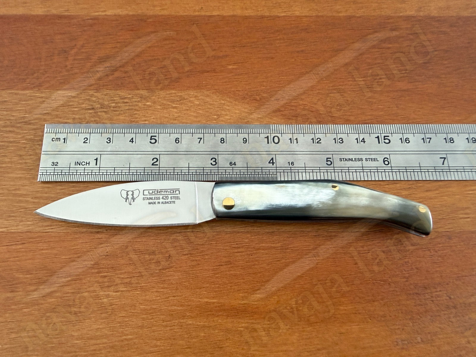 Cudeman Spanish Folding Knife – Bull Horn Handle | 420 Steel | Leather Sheath