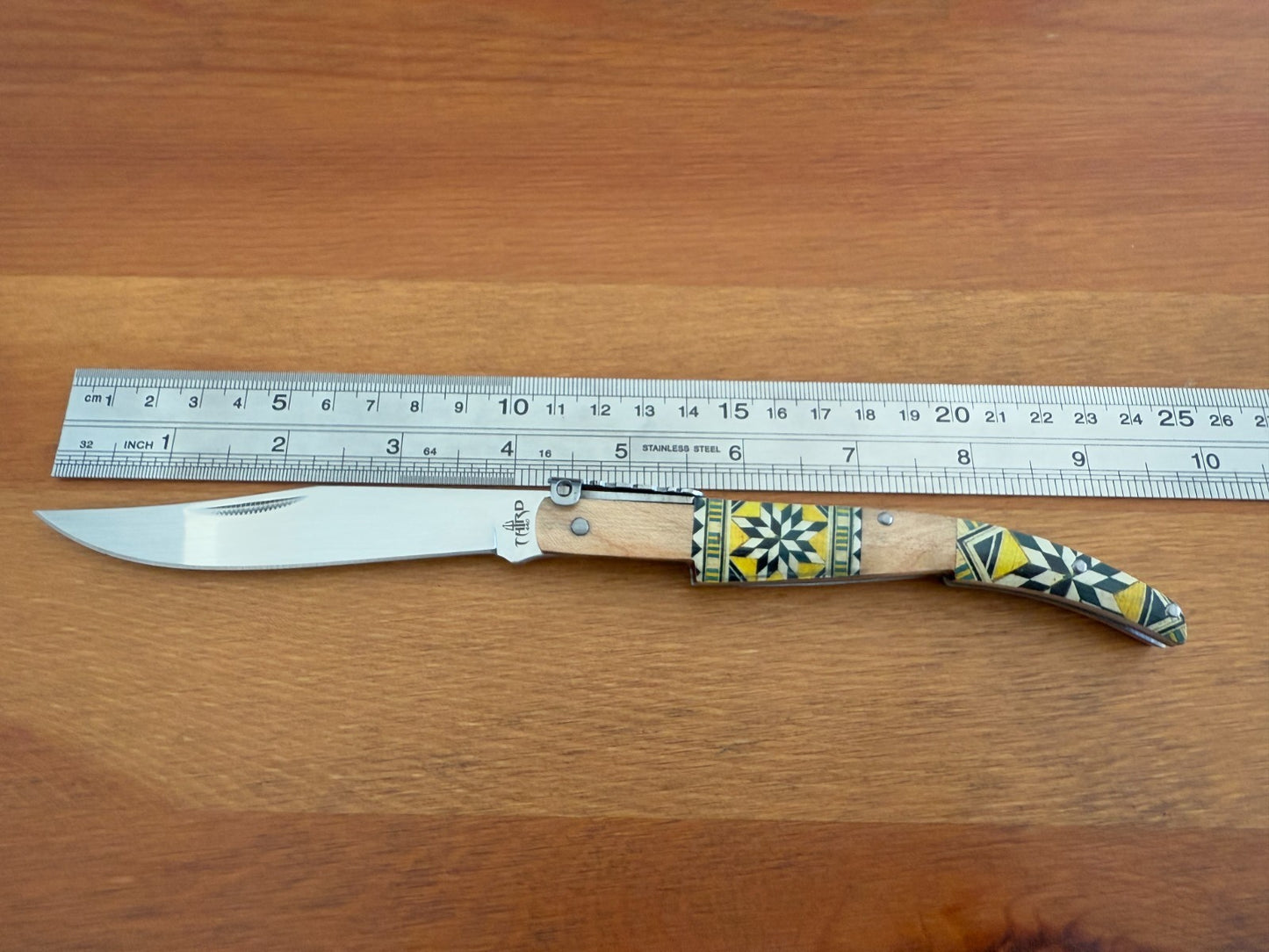 4.3" Arabian Style Spanish Navaja with Ratchet Pocket Knife Maple Wood Handle